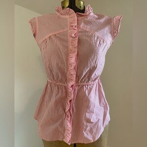 Anthropologie Pink Striped Button Down Shirt